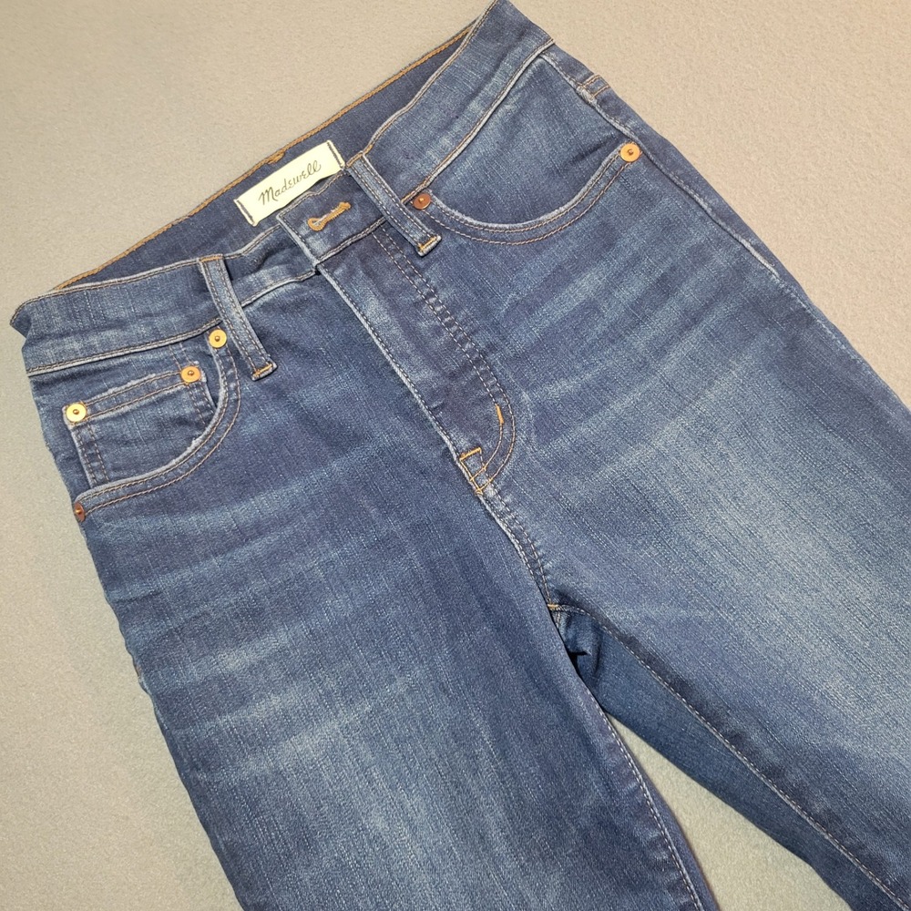 Madewell Cali Demi-Boot Jeans Blue Medium Wash Raw Hem Size 23 Mid Rise